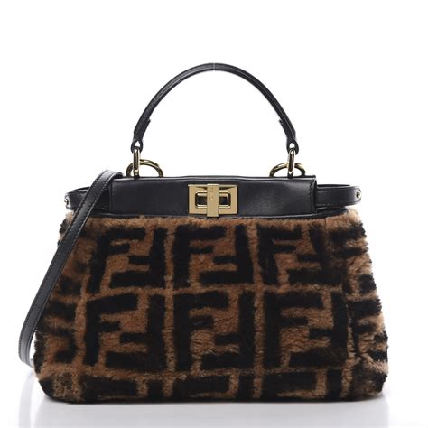 fendi peekaboo black small|fendi peekaboo mini shearling.